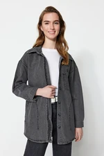 Trendyol Gray Regular Fit Denim Single Pocket Denim Jacket