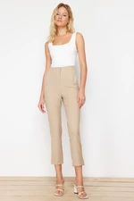 Trendyol Beige Polyviscose Fabric Cigarette Pattern Woven Trousers