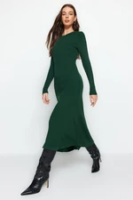 Trendyol Emerald Green Midi Sweater With Crew Neck Dress