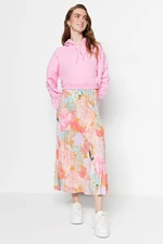 Trendyol Multi-Colored Floral Patterned Pleated, Elastic Waist Woven Skirt