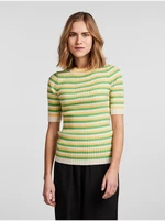 Green-yellow women's striped light sweater Pieces Crista