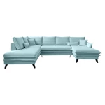 Jasnoniebieska rozkładana sofa w kształcie litery "U" Miuform Charming Charlie, lewostronna