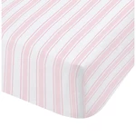 Różowo-białe bawełniane prześcieradło Bianca Check And Stripe, 90x190 cm