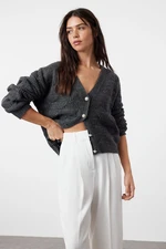 Trendyol Anthracite Openwork/Perforated Knitwear Cardigan