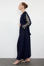 Trendyol Navy Blue Sleeve Embroidered Woven Cap & Abaya & Abaya