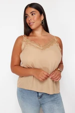 Trendyol Curve Stone Strap Lace Woven Plus Size Blouse