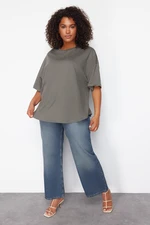 Trendyol Curve Anthracite 100% Cotton More Sustainable Oversize Knitted T-shirt