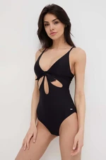 Jednodílné plavky Pepe Jeans WAVE KNOT SWIMSUIT černá barva, měkký košík, PLB10489