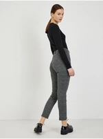 Women's grey checked cropped trousers ORSAY