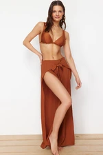 Trendyol Brown Woven Slit Trousers