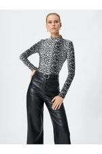 Koton Long Sleeve T-Shirt Half Turtleneck Leopard Print