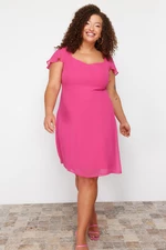 Trendyol Curve Pink Chiffon Woven Plus Size Dress