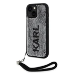 Zadní kryt Karl Lagerfeld Sequins Reversible pro Apple iPhone 15, černá stříbrná