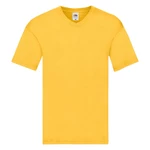 Original V-neck Fruit of the Loom Men's Yellow T-shirt