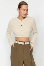 Trendyol Beige Super Crop pletený svetr