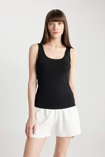 DEFACTO Fall In Love Regular Fit Cotton Basic Plain Black Undershirt