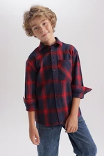 DEFACTO Boy's Oversize Fit Flannel Long Sleeve Shirt