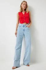 Happiness İstanbul Women's Light Blue Wide Leg Jeans