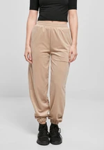 Women's high-waisted balloon velvet softtaupe trousers