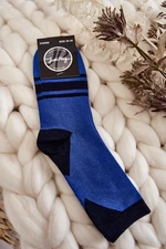 Women's two-tone socks with stripes Blue Black