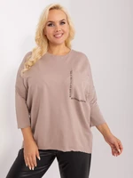 Dark beige women's blouse with a loose fit