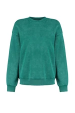 Trendyol Emerald Aged/Faded Effect Thick Fleece Inside Oversized/Wide-Fit Sweatshirt