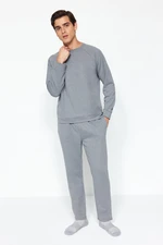 Trendyol Dark Gray Regular Fit Knitted Pajamas Set