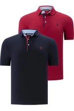 DUAL SET T8582 DEWBERRY T-SHIRT MĘSKI-GRANATOWY-BORDOWY