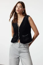 Trendyol Black Slim Feather Vest