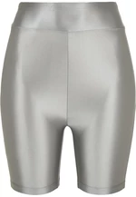 Women's Shiny Metallic High-Waisted Cycling Shorts - Dark Silver