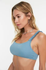 Trendyol Blue Ruffle Bikini Top