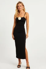 Cool & Sexy Women's Black Globe Strap Midi Dress