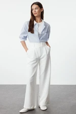 Trendyol White Waist Detailed Straight Cut Woven Trousers