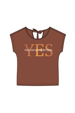 WOMEN'S T-SHIRT L-TS-4015 BROWN