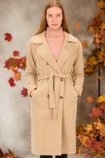 Z6765 DEWBERRY LADIES COAT-PLAIN BEIGE