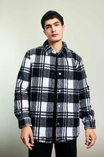 DEFACTO Polo Collar Plaid Long Sleeve Shirt Jacket