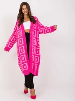 Fluo pink patterned cardigan without fastening RUE PARIS