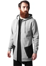 Long Peached Tech Zipper Hoody Grey/Bl