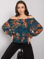 Marine brown women's blouse with Nanterre patterns