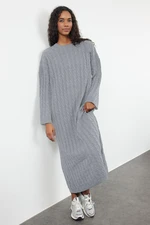 Trendyol Gray Hair Knit Maxi Sweater Dress