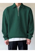 43297 Dewberry Oversize Half Zipper Mens Sweatshirt-NEFTİ