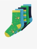 Set of five pairs of children's socks in blue and green name it Vagn - Girls