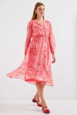 Bigdart 2137 Patterned Chiffon Dress - Pink