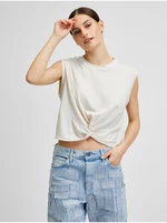 Krémový žíhaný crop top VERO MODA June - Dámské