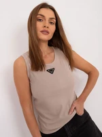 Dark beige fitted women's top with patch