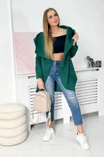 Sweatshirt with short zipper - dark green