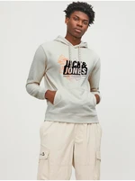 Mikiny s kapucou pre mužov Jack & Jones - krémová