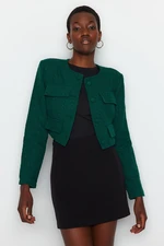 Trendyol Limited Edition Emerald Green Tweed Crop Jacket