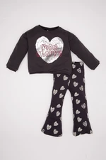 DEFACTO Baby Girl Heart Patterned Sweatshirt Tights 2-Piece Set