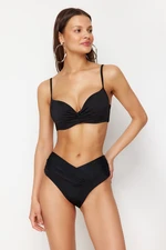 Trendyol Black V-Line High Waist Regular Bikini Six